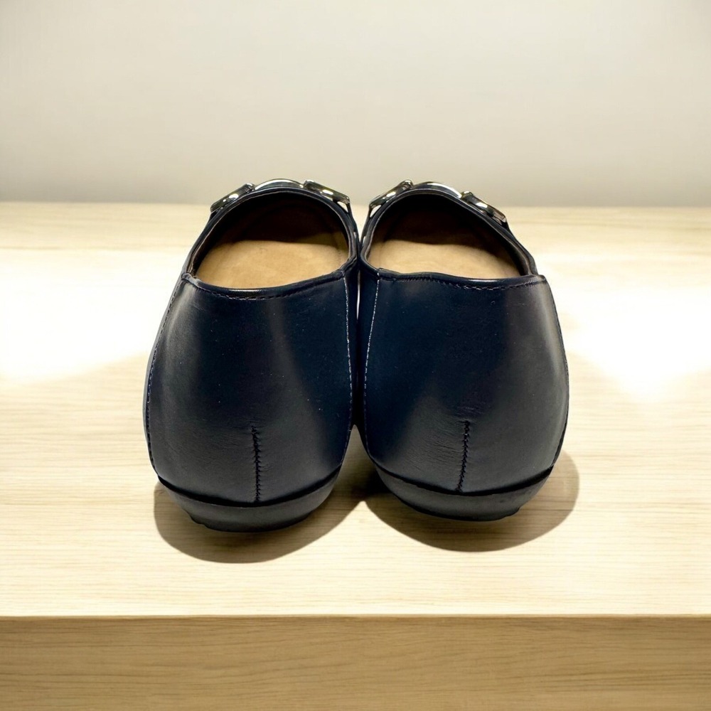 Navy ballet flats silver buckle toe. London Fog Collection‎ 7 EUC - Picture 3 of 8